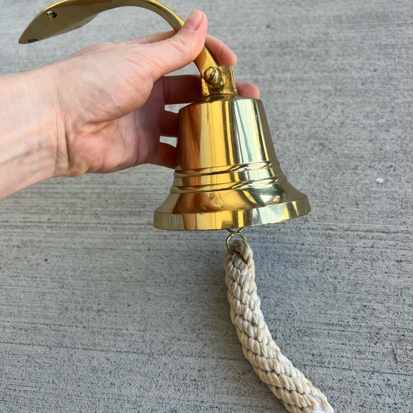 Other | Solid Brass Maritime Wall Bell Nautical Marine Style Rope Pull ...